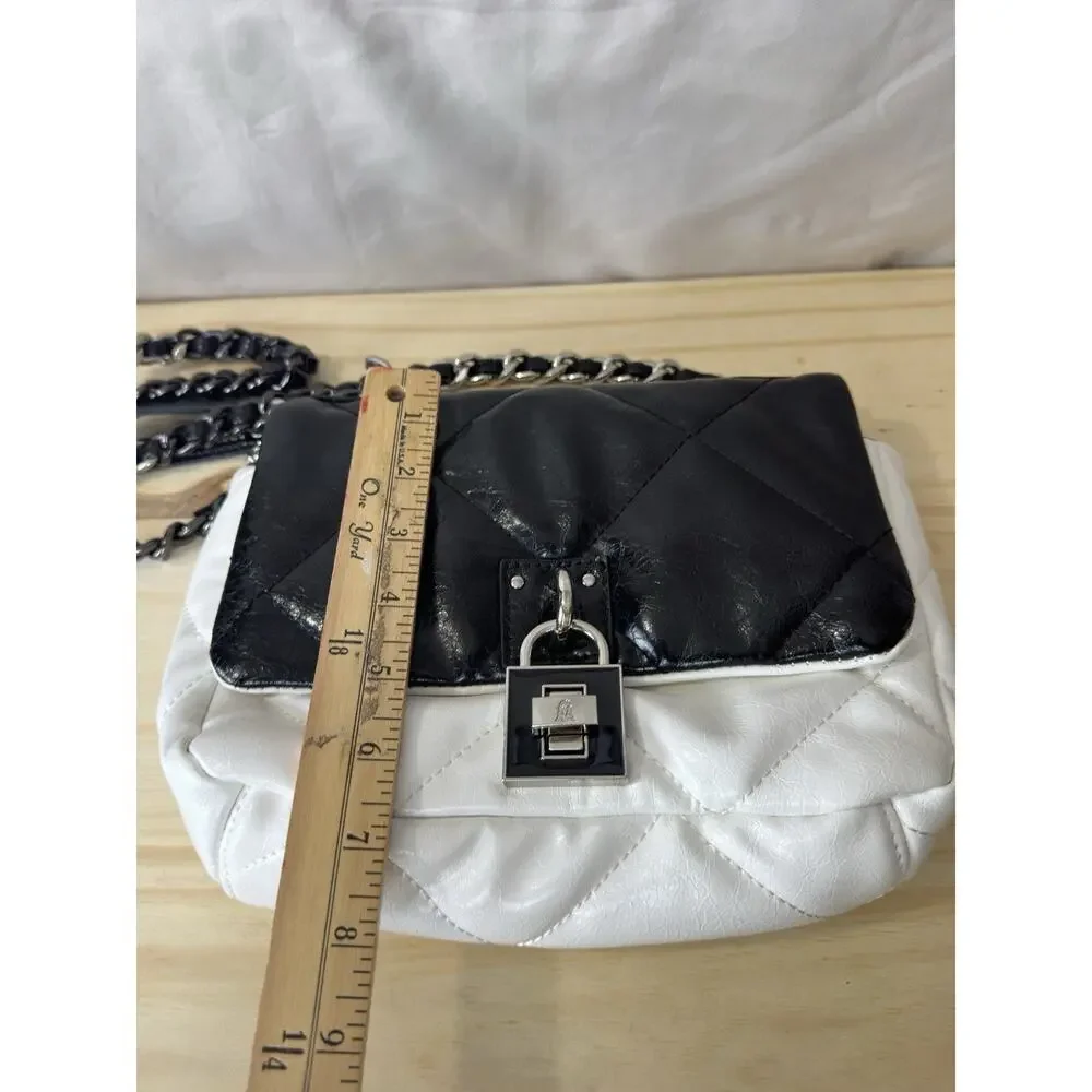 Steve Madden Women Bag Quilted Old Money Crossbody Black & White